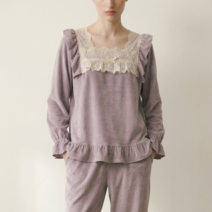 - Ever Lasting - Eloria Velvet Pajama Set / Purple - Pajamas - Ever Lasting