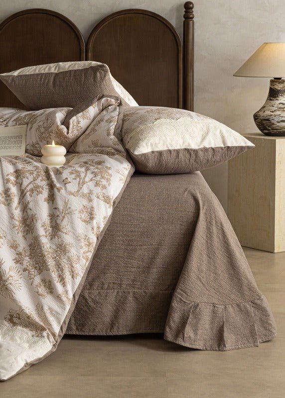 - Ever Lasting - Elowen Plant Floral Bedding Set / Dark Brown - Bedding Set - Ever Lasting