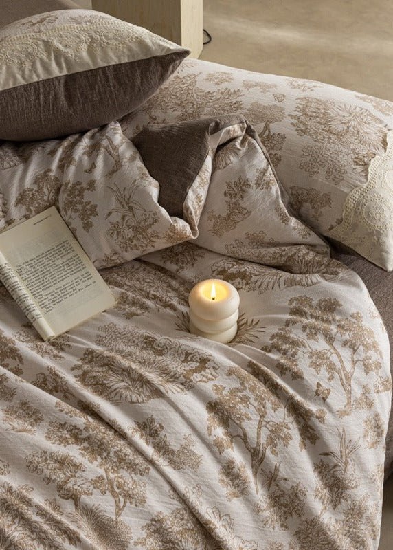 - Ever Lasting - Elowen Plant Floral Bedding Set / Dark Brown - Bedding Set - Ever Lasting