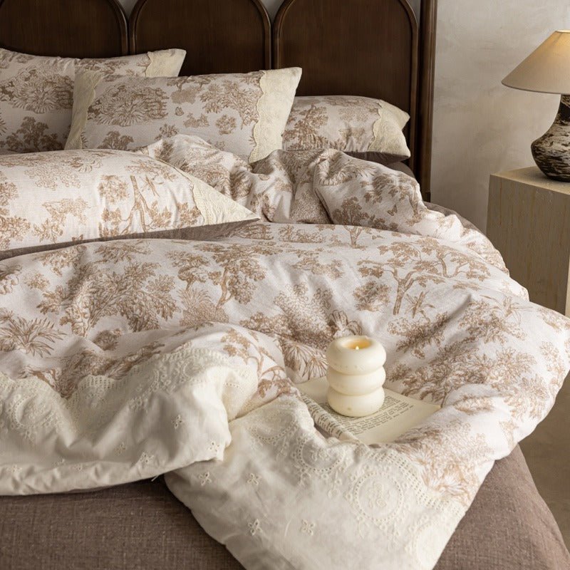 - Ever Lasting - Elowen Plant Floral Bedding Set / Dark Brown - Bedding Set - Ever Lasting