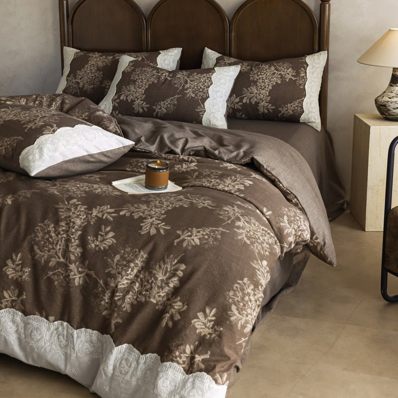 - Ever Lasting - Elowen Plant Floral Bedding Set / Dark Brown - Bedding Set - Ever Lasting