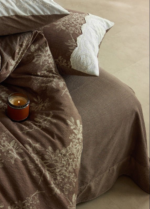 - Ever Lasting - Elowen Plant Floral Bedding Set / Dark Brown - Bedding Set - Ever Lasting