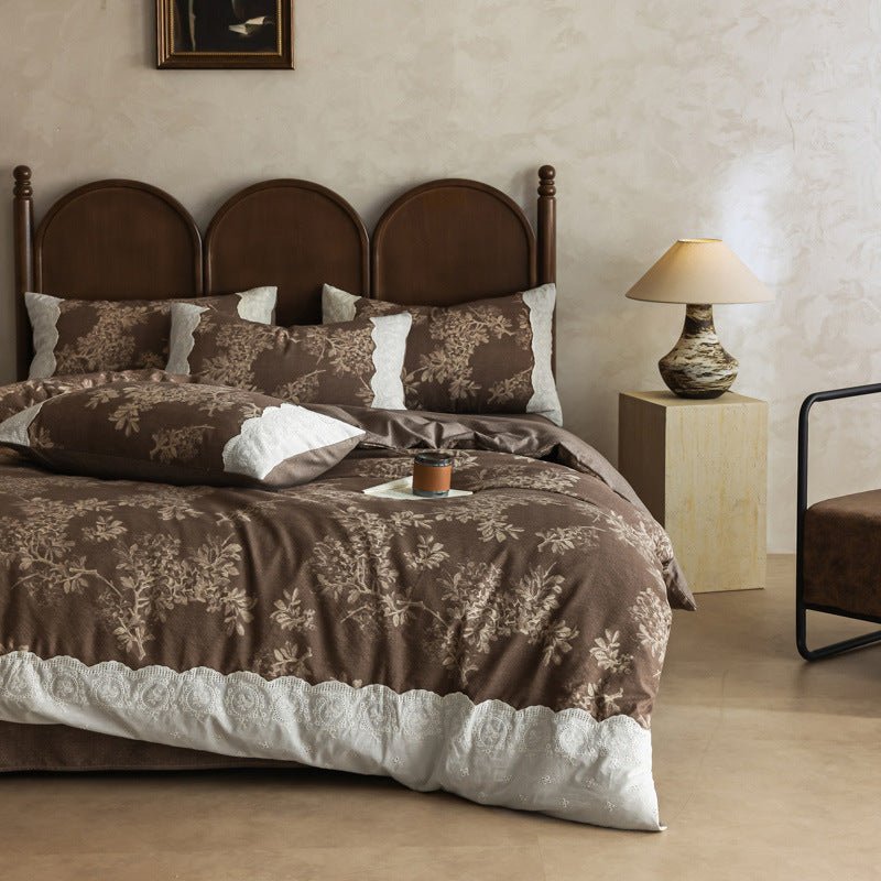 - Ever Lasting - Elowen Plant Floral Bedding Set / Dark Brown - Bedding Set - Ever Lasting