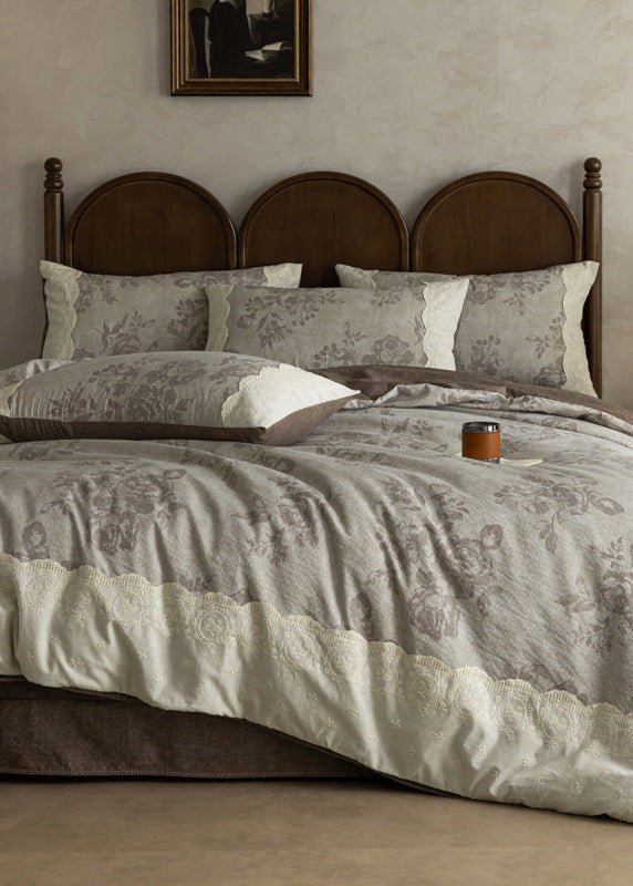 - Ever Lasting - Elowen Plant Floral Bedding Set / Dark Brown - Bedding Set - Ever Lasting