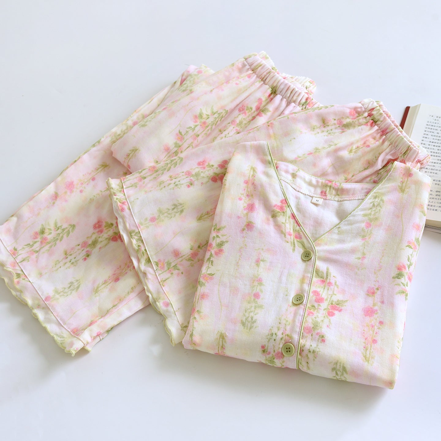 -Ever Lasting - Elunet Shorts & Long-Pant Floral Pajama Set / Pink -Pajamas -Ever Lasting
