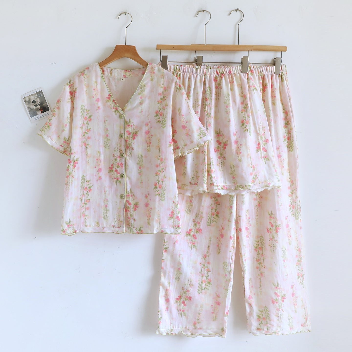 -Ever Lasting - Elunet Shorts & Long-Pant Floral Pajama Set / Pink -Pajamas -Ever Lasting