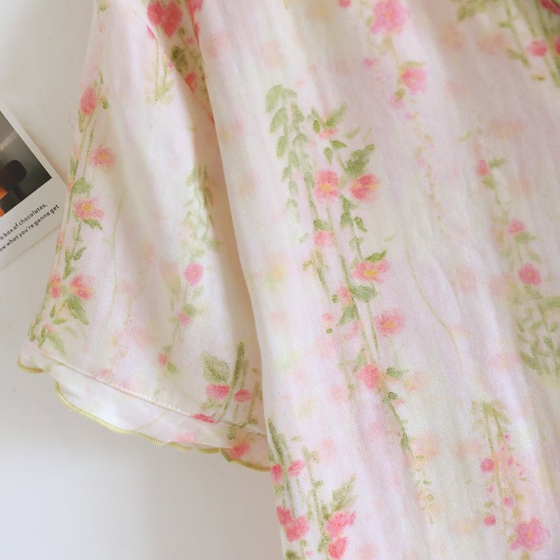 -Ever Lasting - Elunet Shorts & Long-Pant Floral Pajama Set / Pink -Pajamas -Ever Lasting