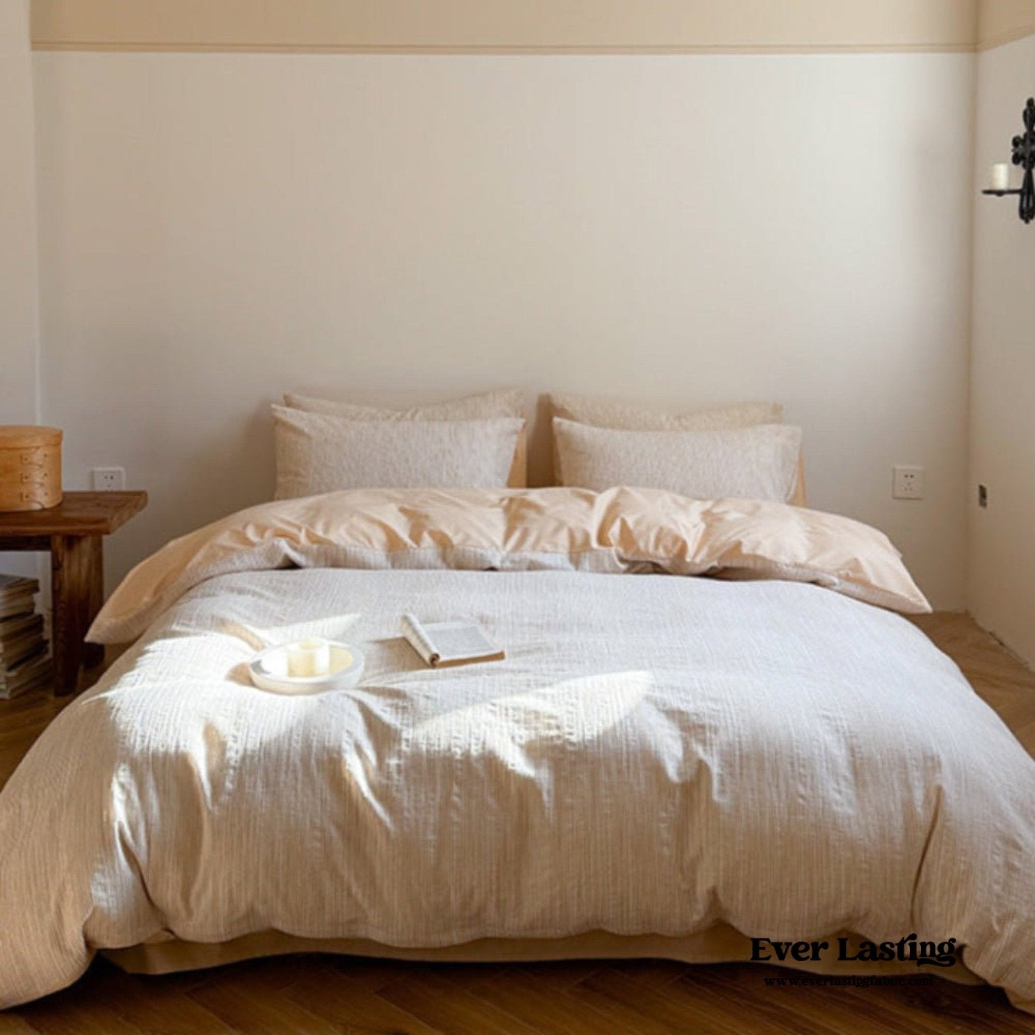 Emma Duo Striped Jacquard Bedding Set / Brown - Ever Lasting