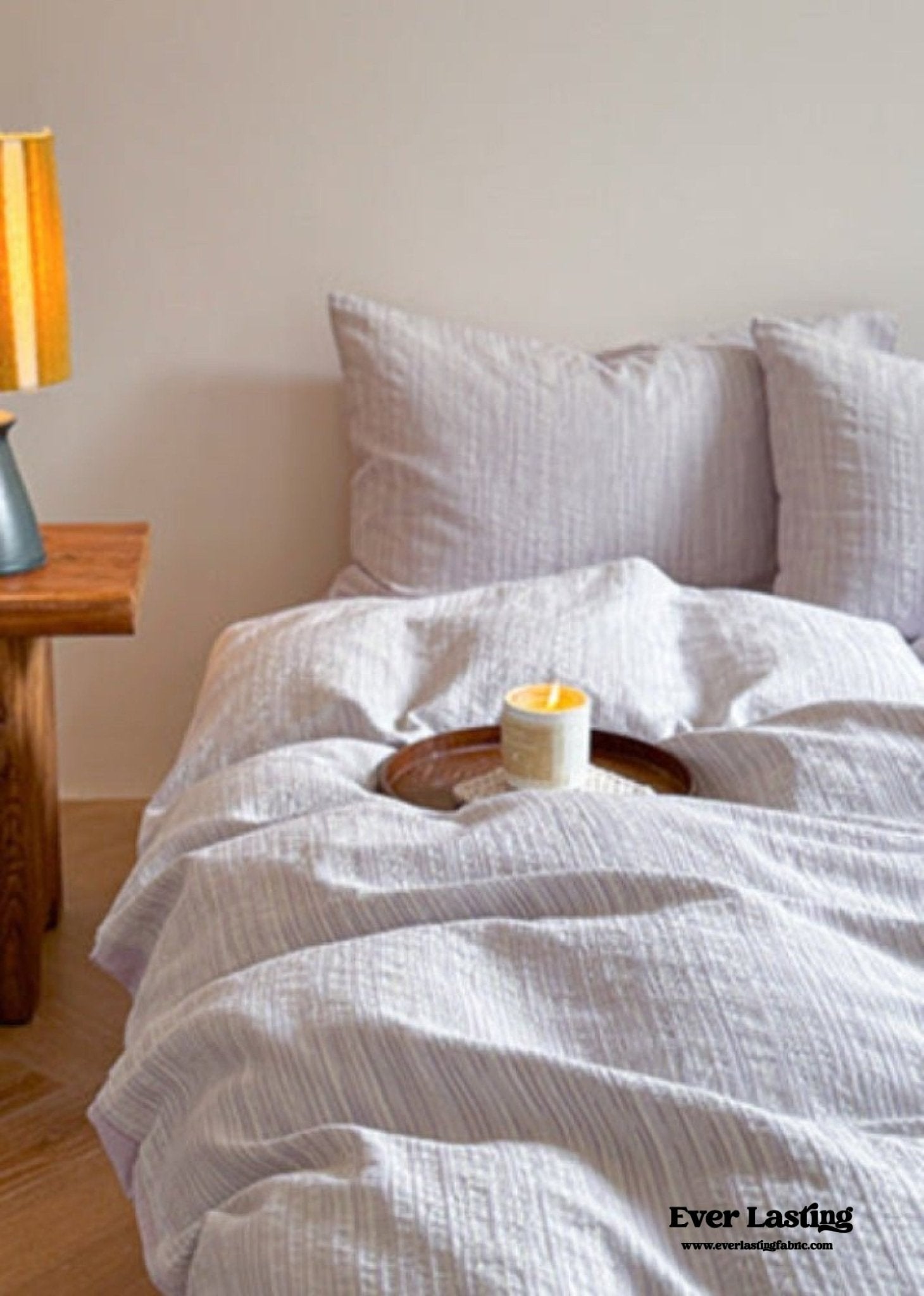 Emma Duo Striped Jacquard Bedding Set / Brown - Ever Lasting