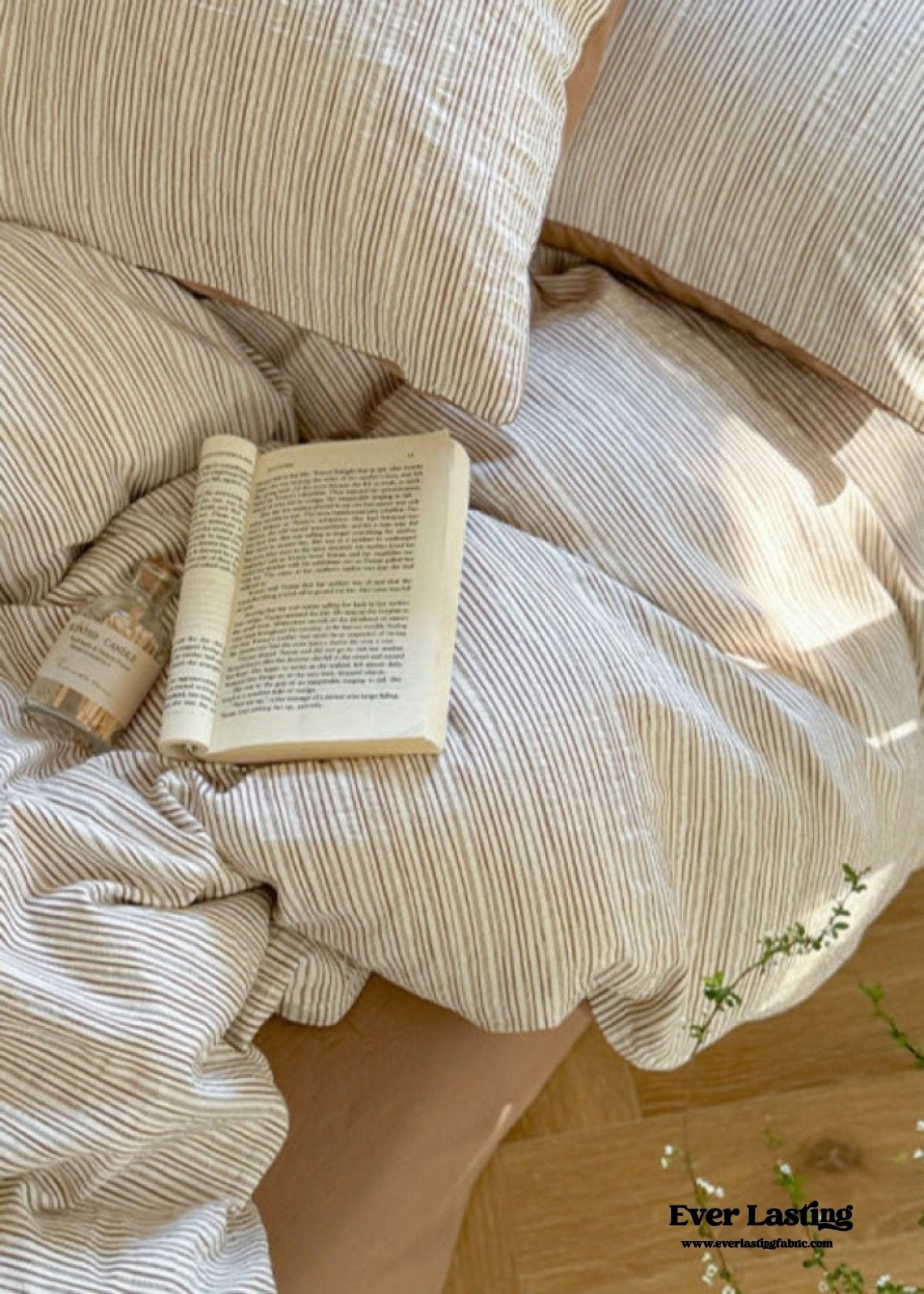 Emma Duo Striped Jacquard Bedding Set / Brown - Ever Lasting