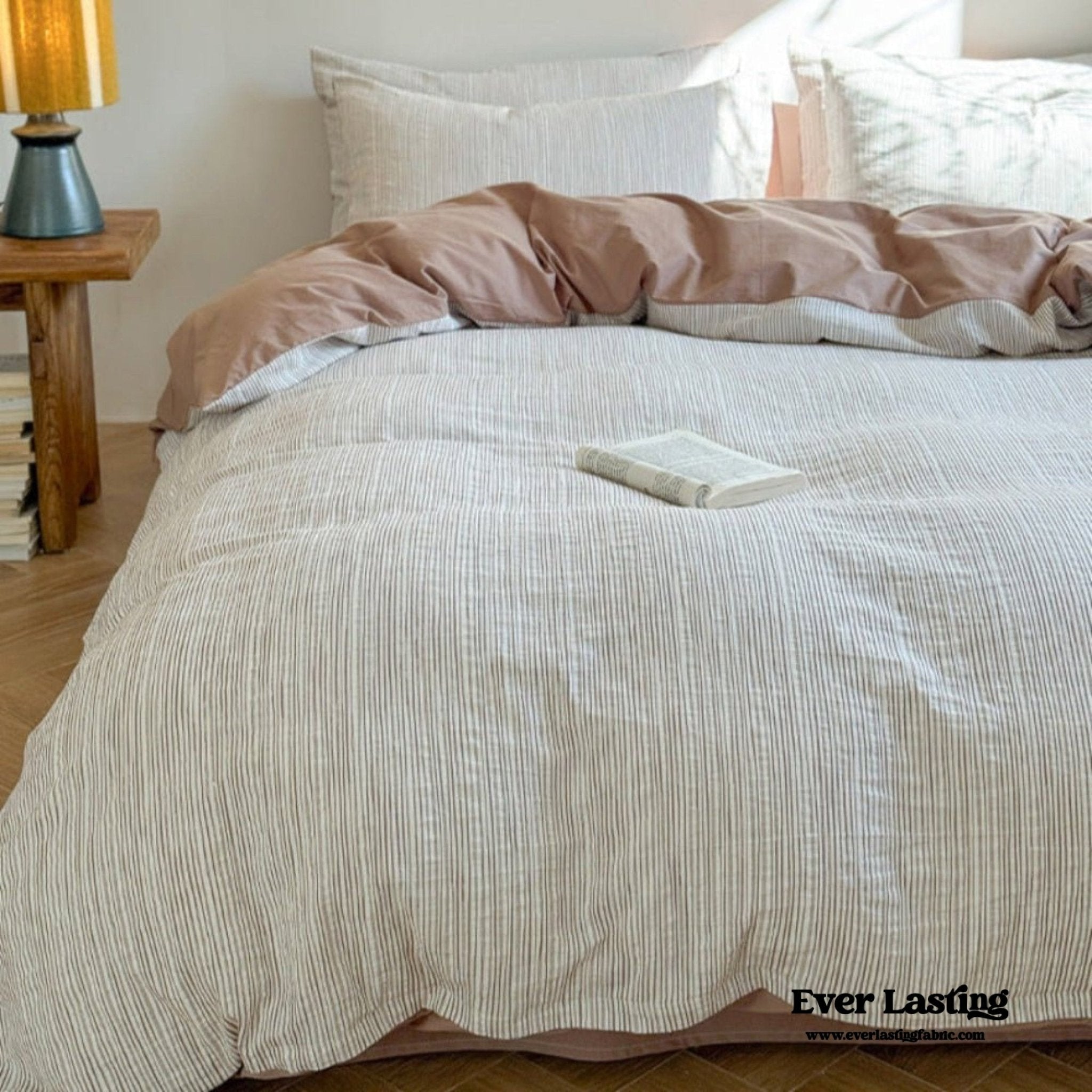 Emma Duo Striped Jacquard Bedding Set / Cream - Ever Lasting