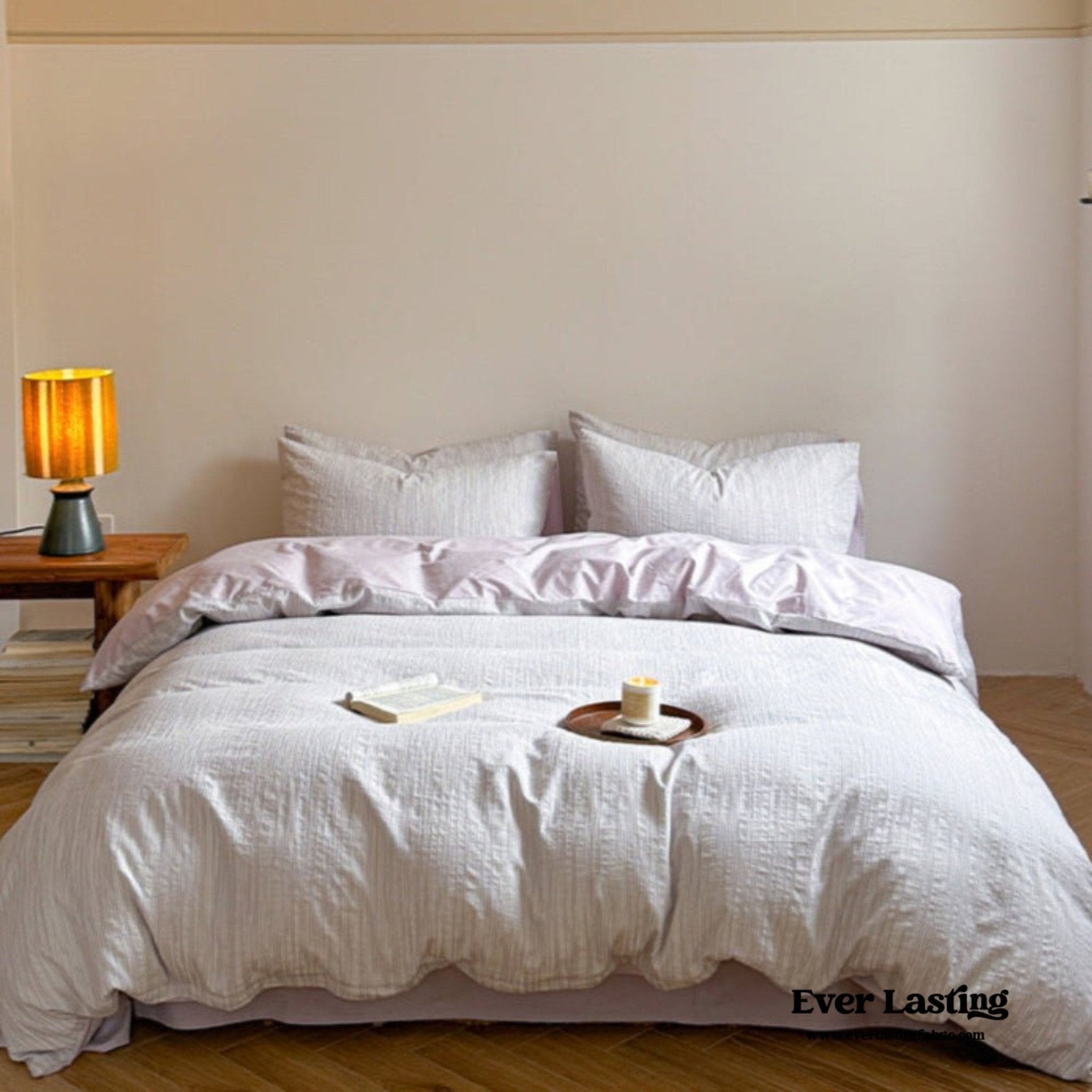 Emma Duo Striped Jacquard Bedding Set / Cream - Ever Lasting