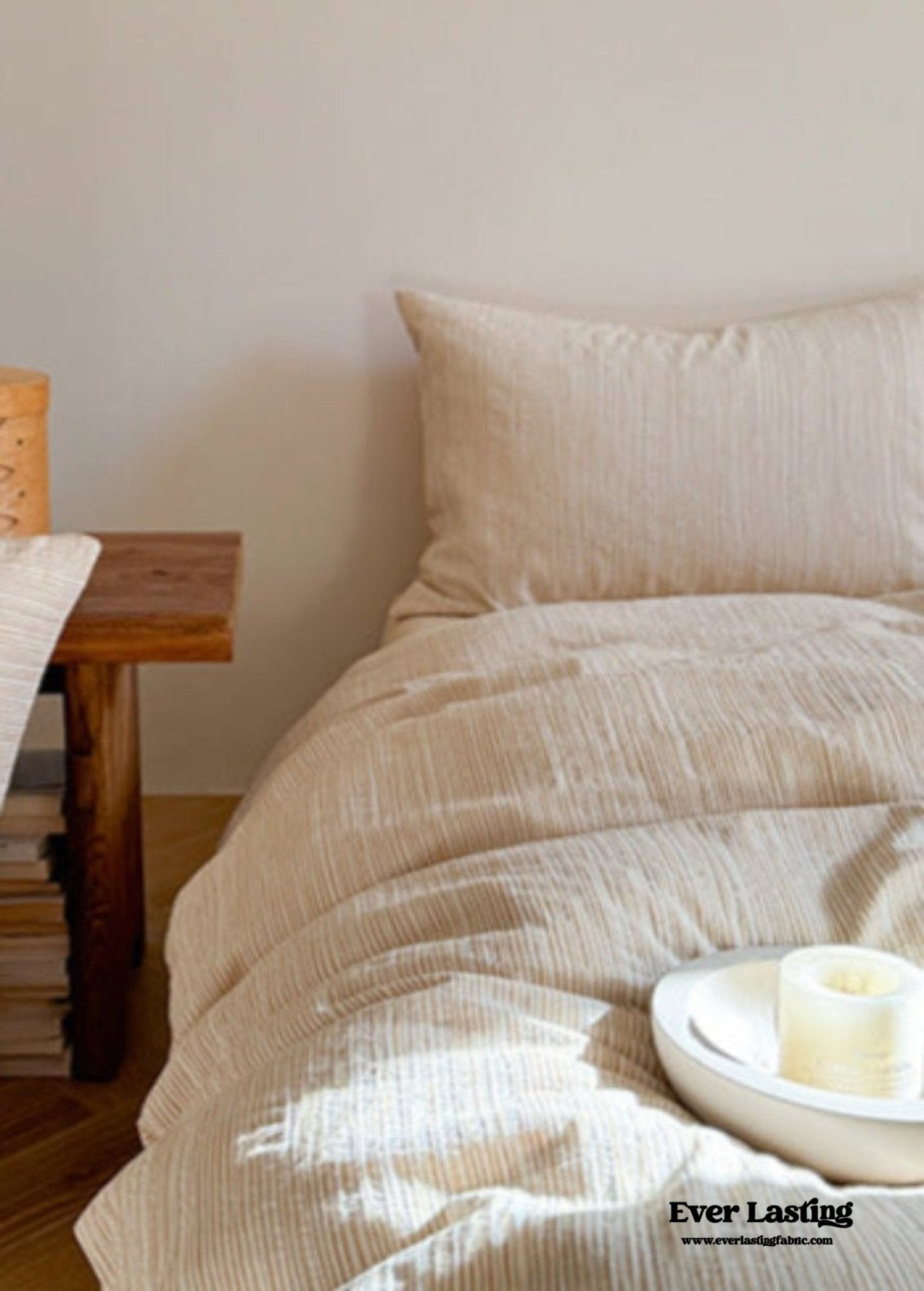 Emma Duo Striped Jacquard Bedding Set / Cream - Ever Lasting