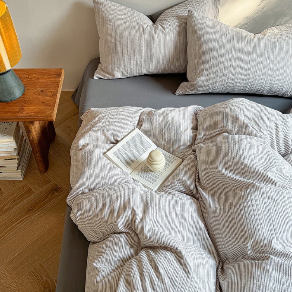 Emma Duo Striped Jacquard Bedding Set / Gray - Ever Lasting
