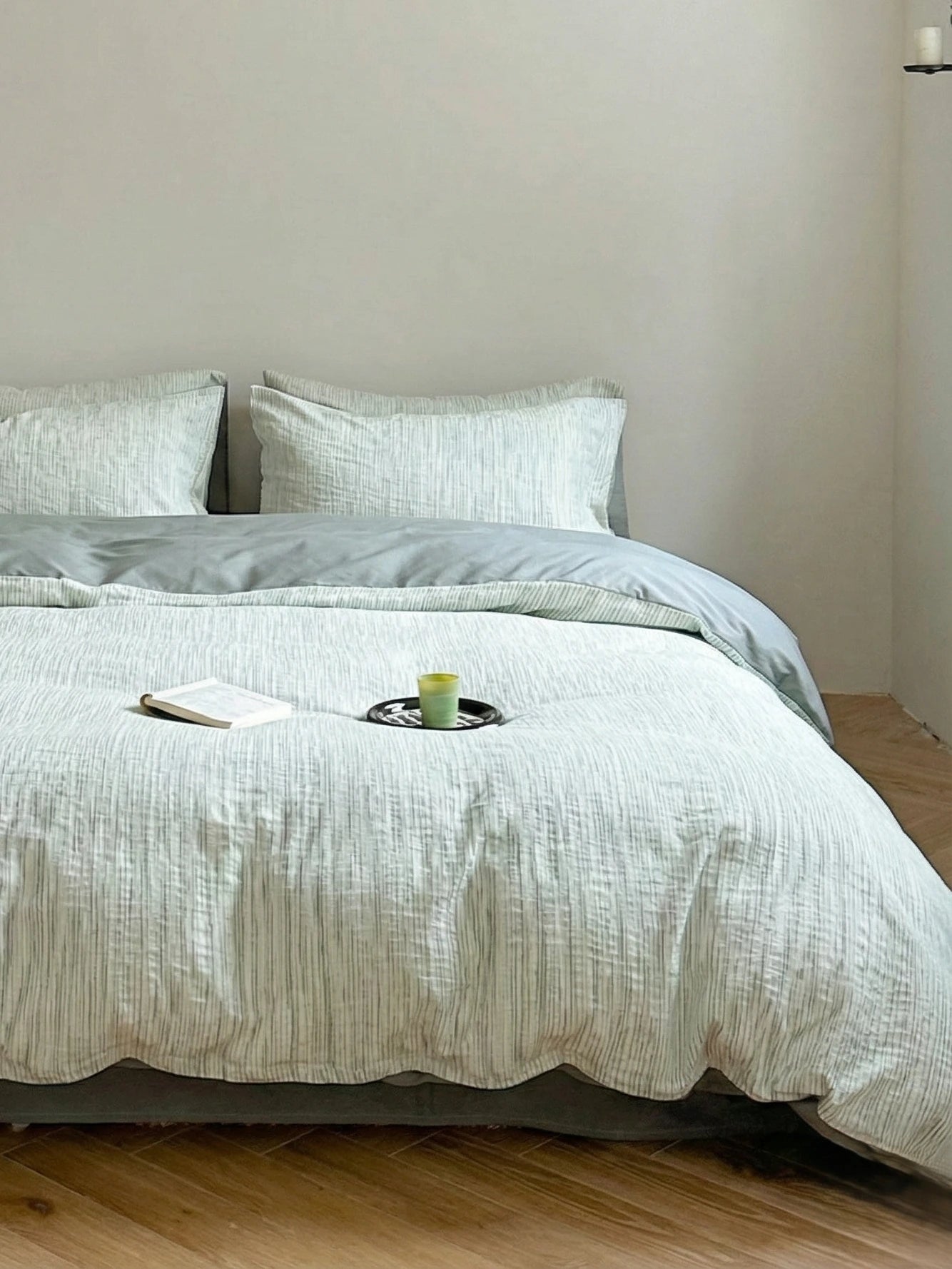 - Ever Lasting - Emma Duo Striped Jacquard Bedding Set / Green - Bedding Set - Ever Lasting