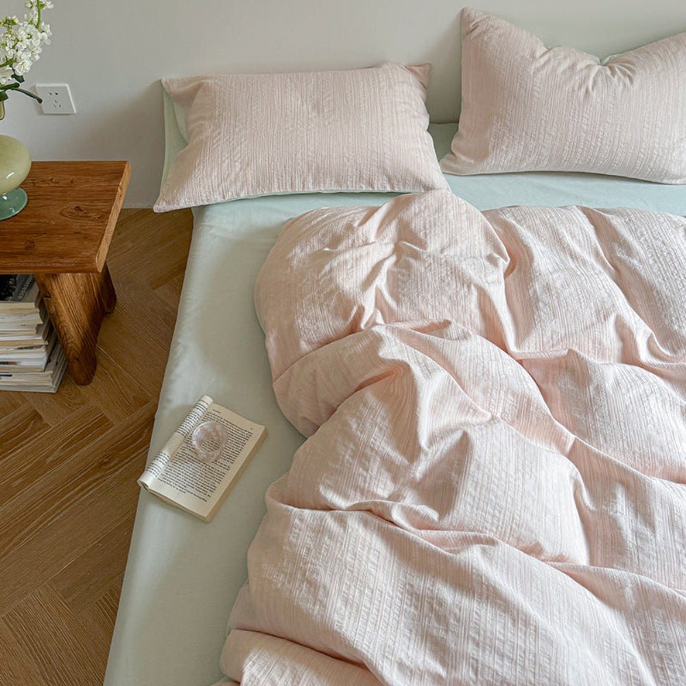 Emma Duo Striped Jacquard Bedding Set / Light Pink - Ever Lasting