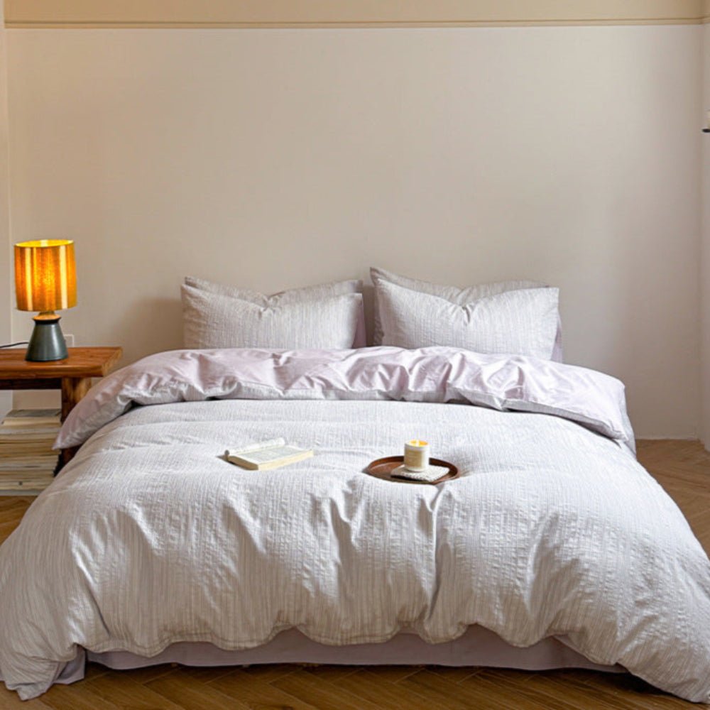 Emma Duo Striped Jacquard Bedding Set / Purple - Ever Lasting