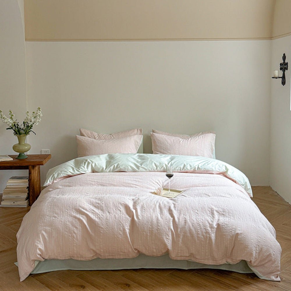 Emma Duo Striped Jacquard Bedding Set / Light Pink - Ever Lasting