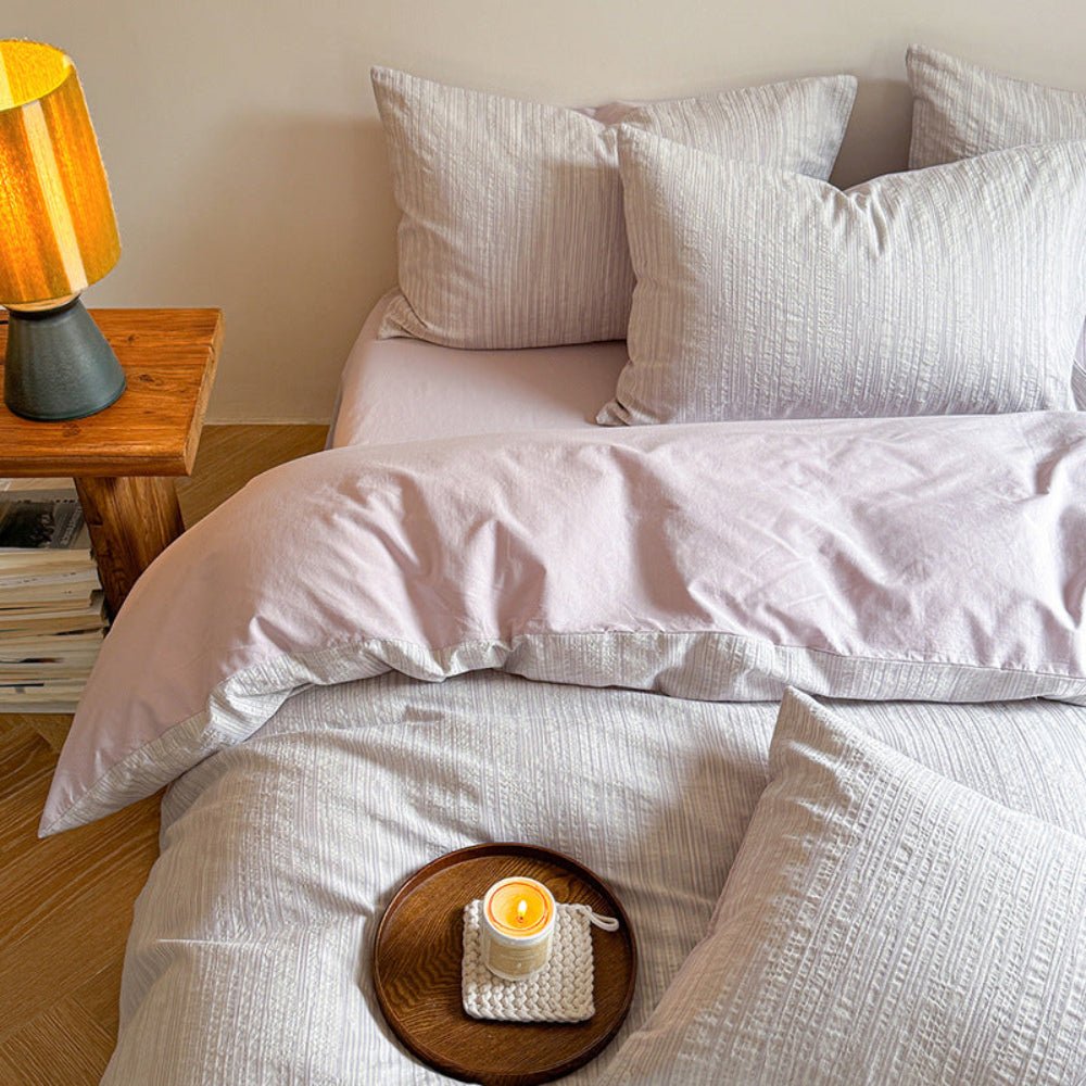 Emma Duo Striped Jacquard Bedding Set / Light Pink - Ever Lasting