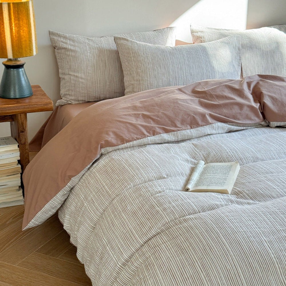 Emma Duo Striped Jacquard Bedding Set / Light Pink - Ever Lasting