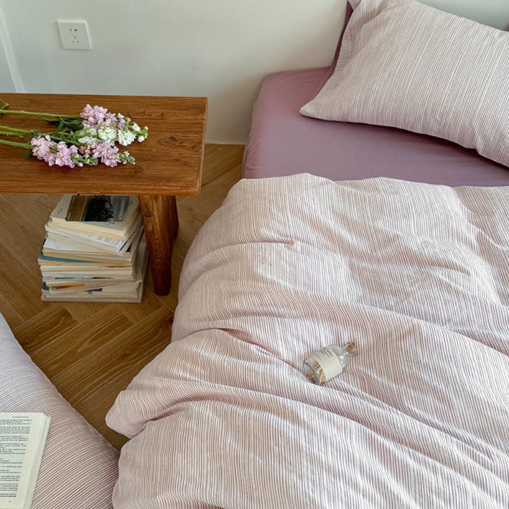 Emma Duo Striped Jacquard Bedding Set / Purple - Ever Lasting