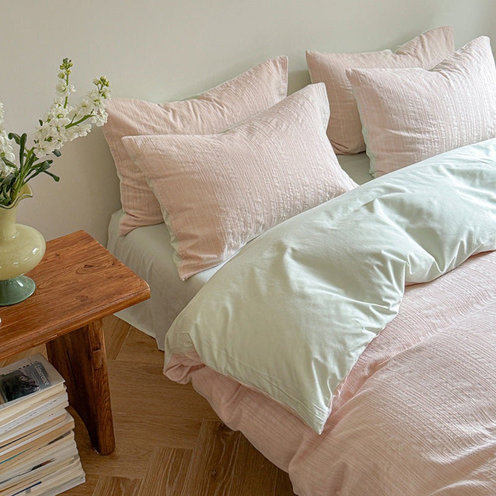 Emma Duo Striped Jacquard Bedding Set / Light Pink - Ever Lasting