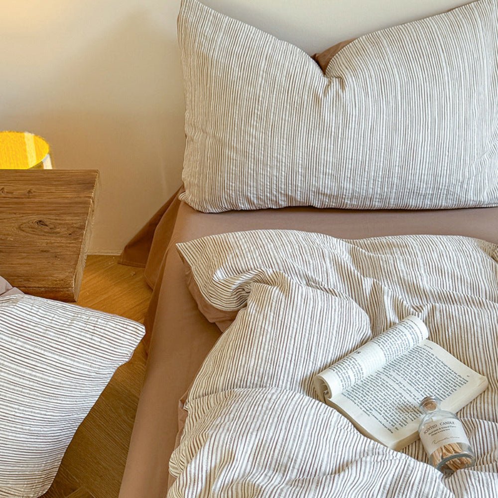 Emma Duo Striped Jacquard Bedding Set / Light Pink - Ever Lasting