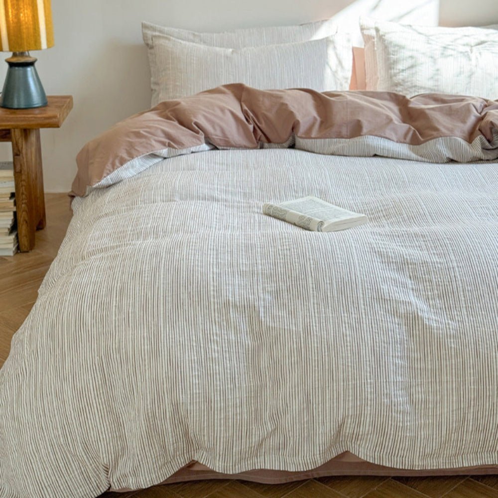 Emma Duo Striped Jacquard Bedding Set / Light Pink - Ever Lasting