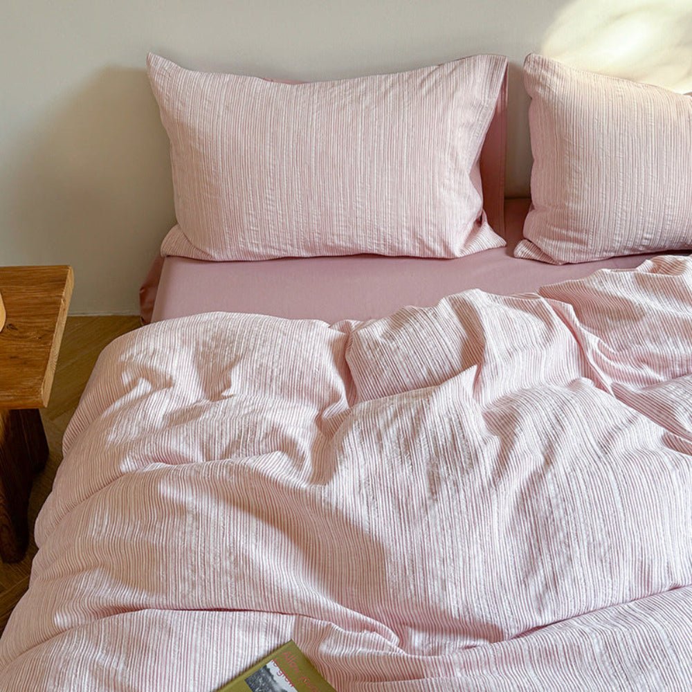 Emma Duo Striped Jacquard Bedding Set / Light Pink - Ever Lasting