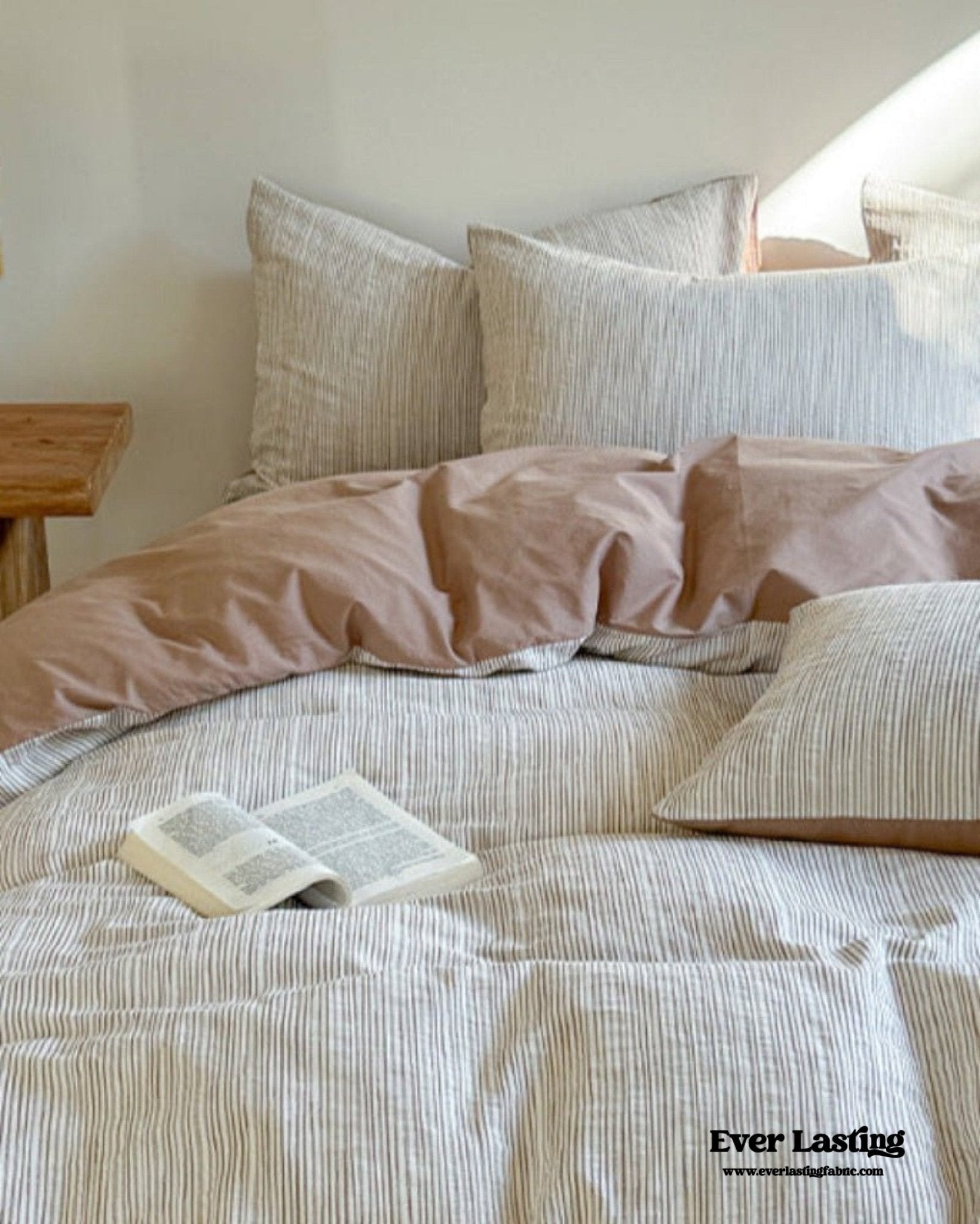 Emma Duo Striped Jacquard Bedding Set / Light Pink - Ever Lasting