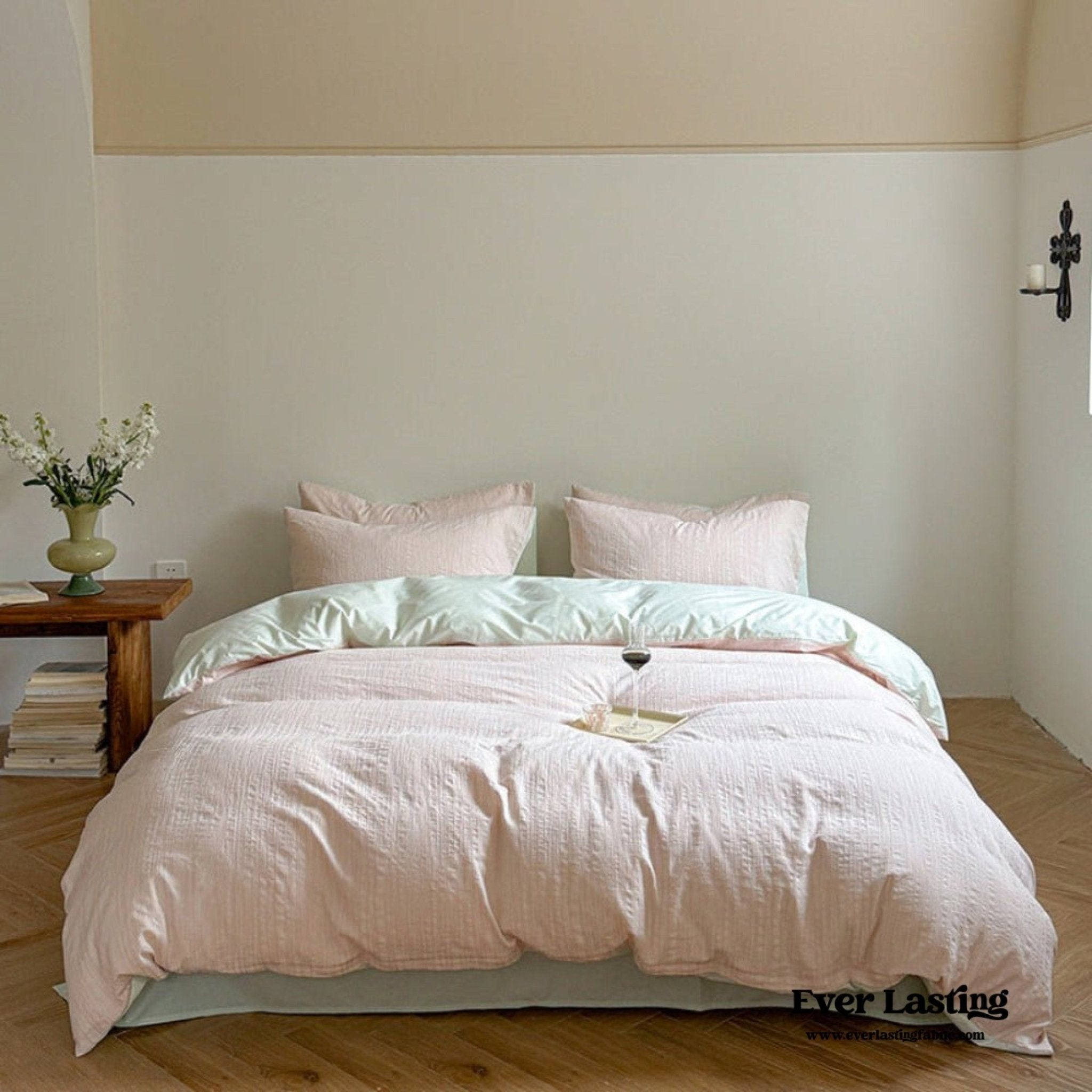 Emma Duo Striped Jacquard Bedding Set / Light Pink - Ever Lasting