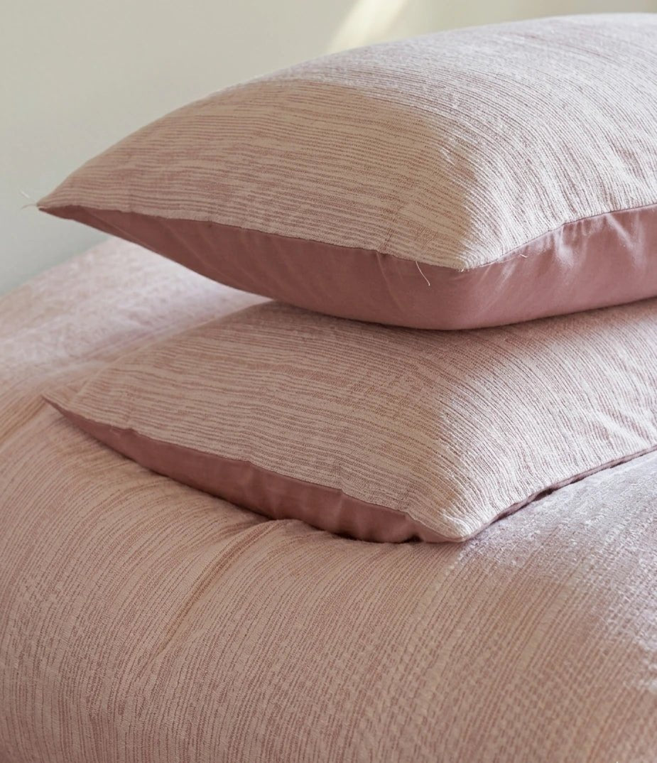 -Ever Lasting - Emma Duo Striped Jacquard Bedding Set / Light Pink -Bedding Set -Ever Lasting