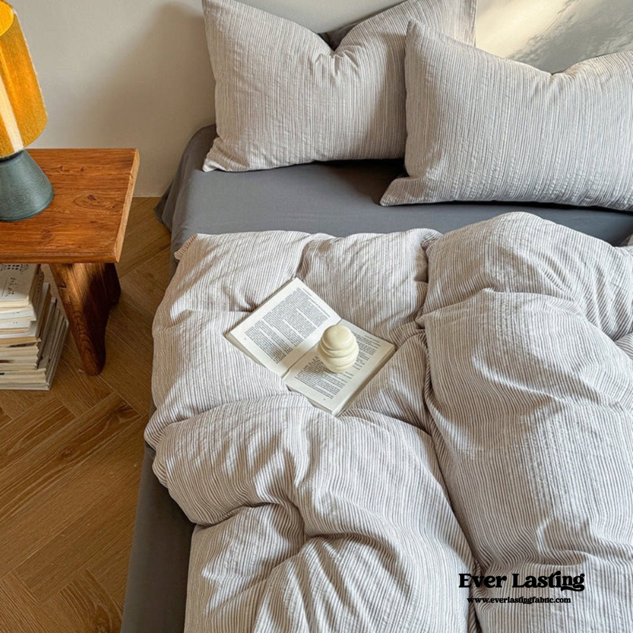 Emma Duo Striped Jacquard Bedding Set / Light Purple - Ever Lasting