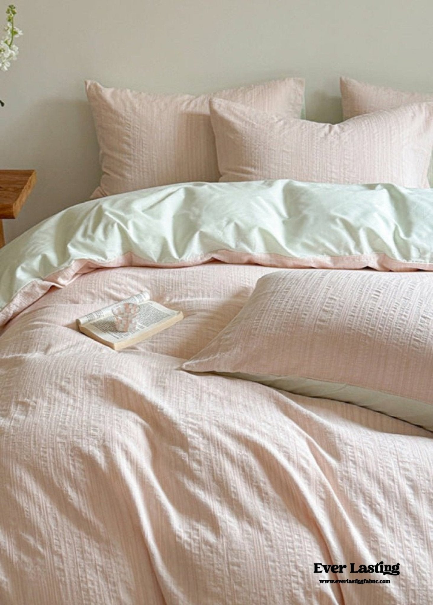 Emma Duo Striped Jacquard Bedding Set / Pink - Ever Lasting