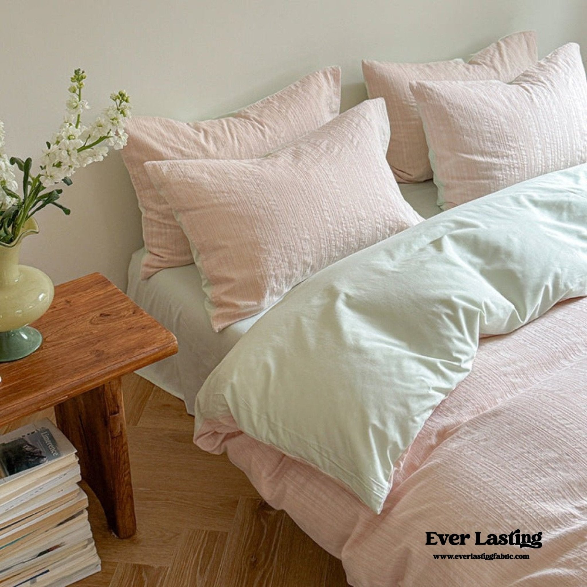 Emma Duo Striped Jacquard Bedding Set / Pink - Ever Lasting