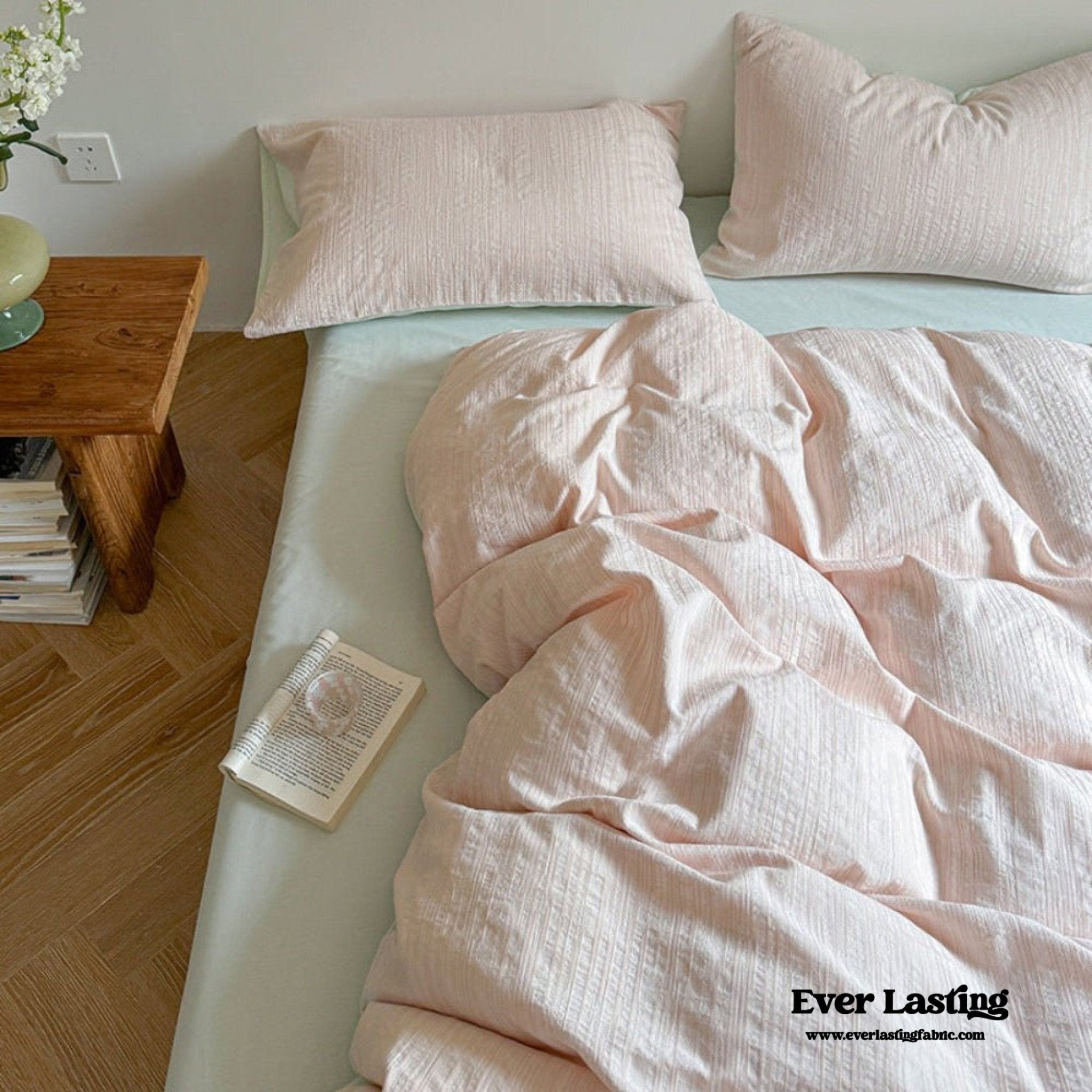 Emma Duo Striped Jacquard Bedding Set / Pink - Ever Lasting