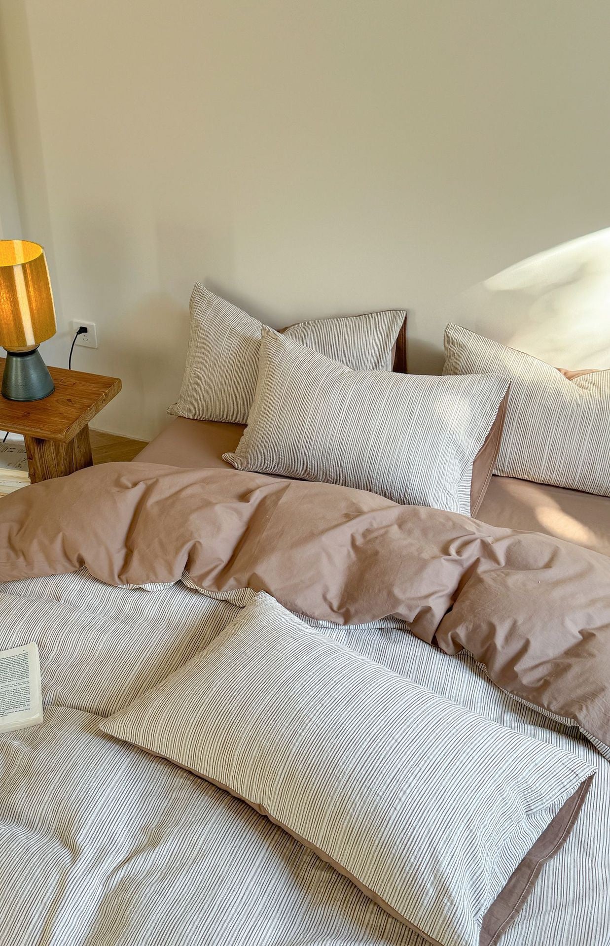 - Ever Lasting - Emma Duo Striped Jacquard Bedding Set / Pink - Bedding Set - Ever Lasting