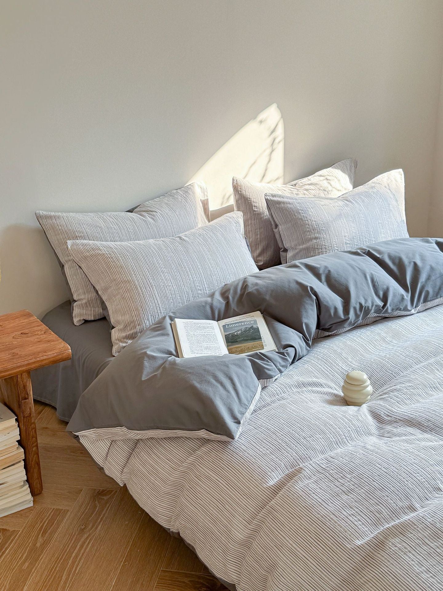 - Ever Lasting - Emma Duo Striped Jacquard Bedding Set / Pink - Bedding Set - Ever Lasting