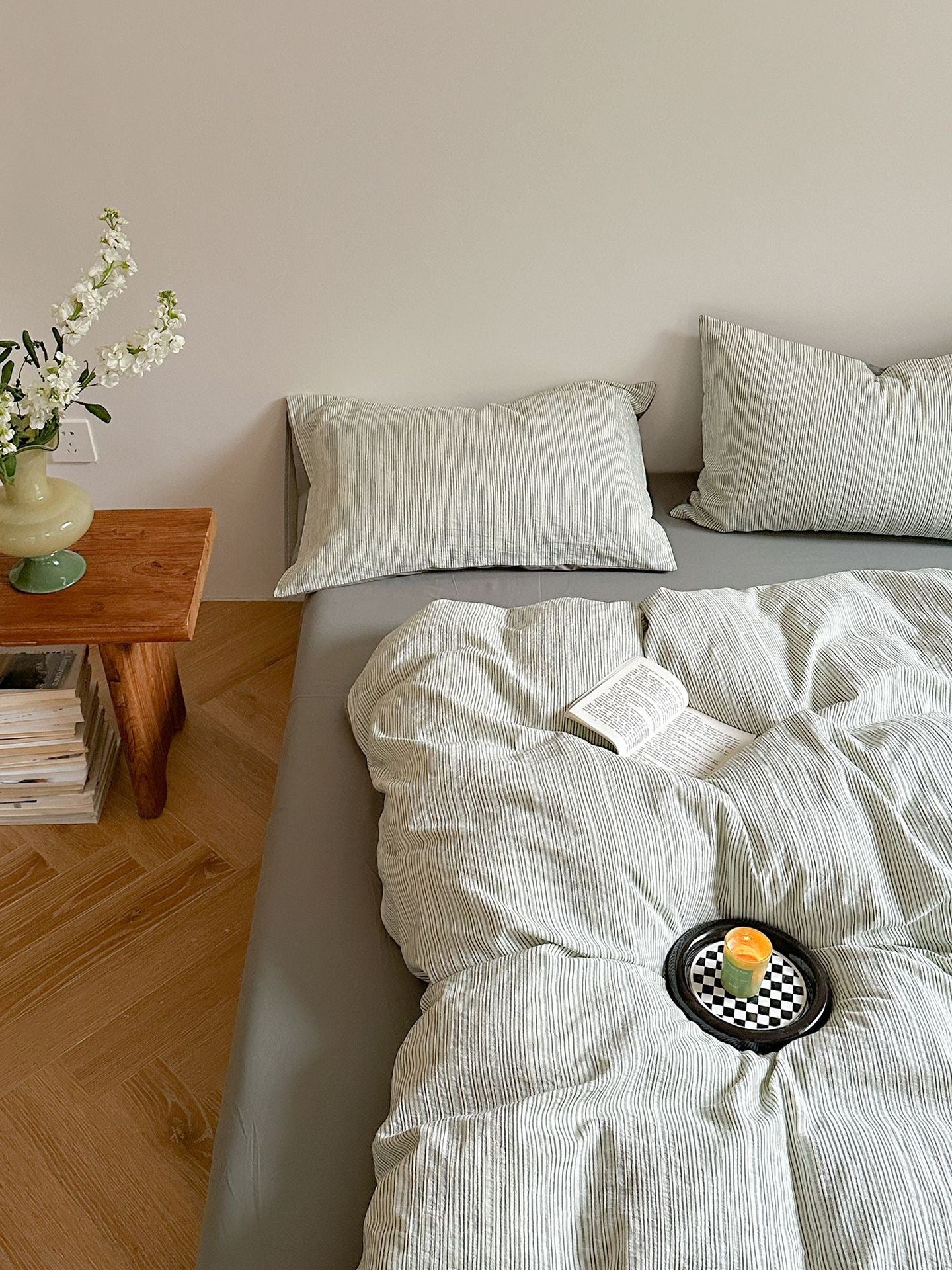 - Ever Lasting - Emma Duo Striped Jacquard Bedding Set / Pink - Bedding Set - Ever Lasting