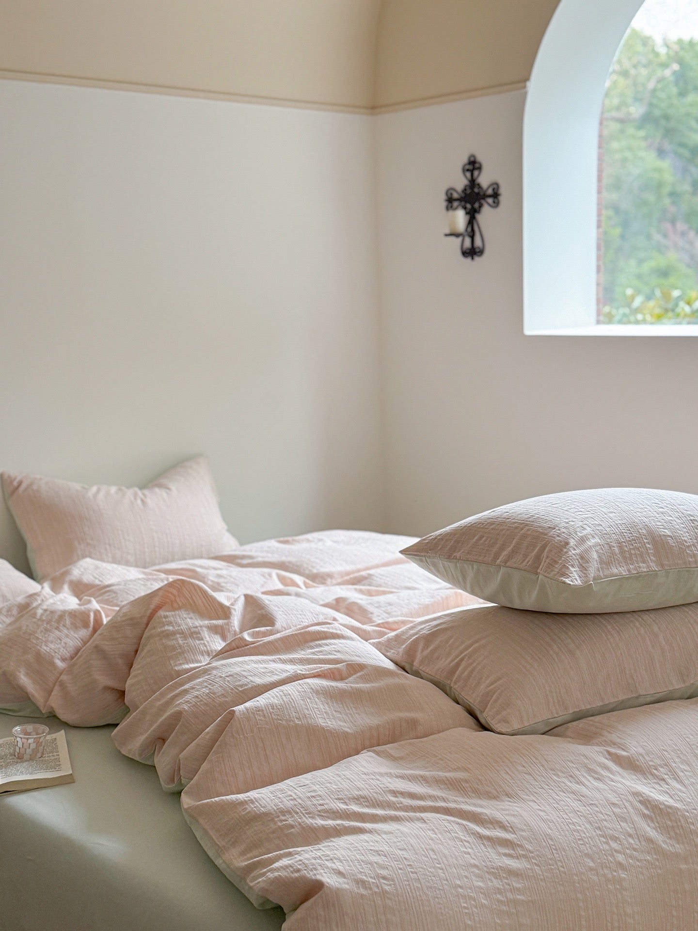 - Ever Lasting - Emma Duo Striped Jacquard Bedding Set / Pink - Bedding Set - Ever Lasting