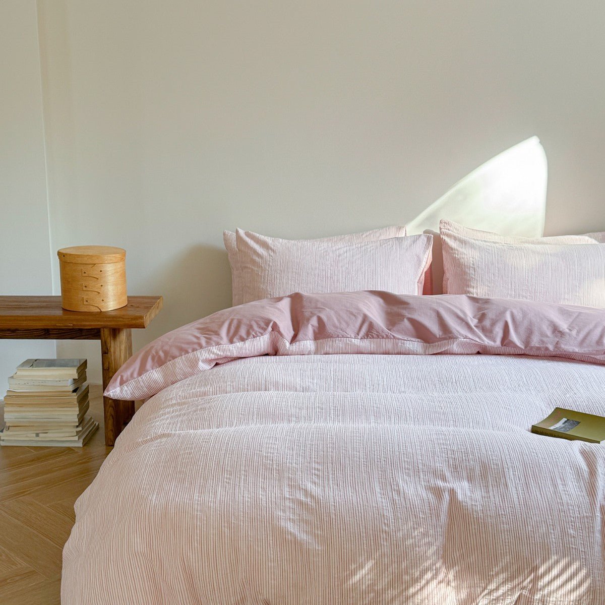 - Ever Lasting - Emma Duo Striped Jacquard Bedding Set / Pink - Bedding Set - Ever Lasting