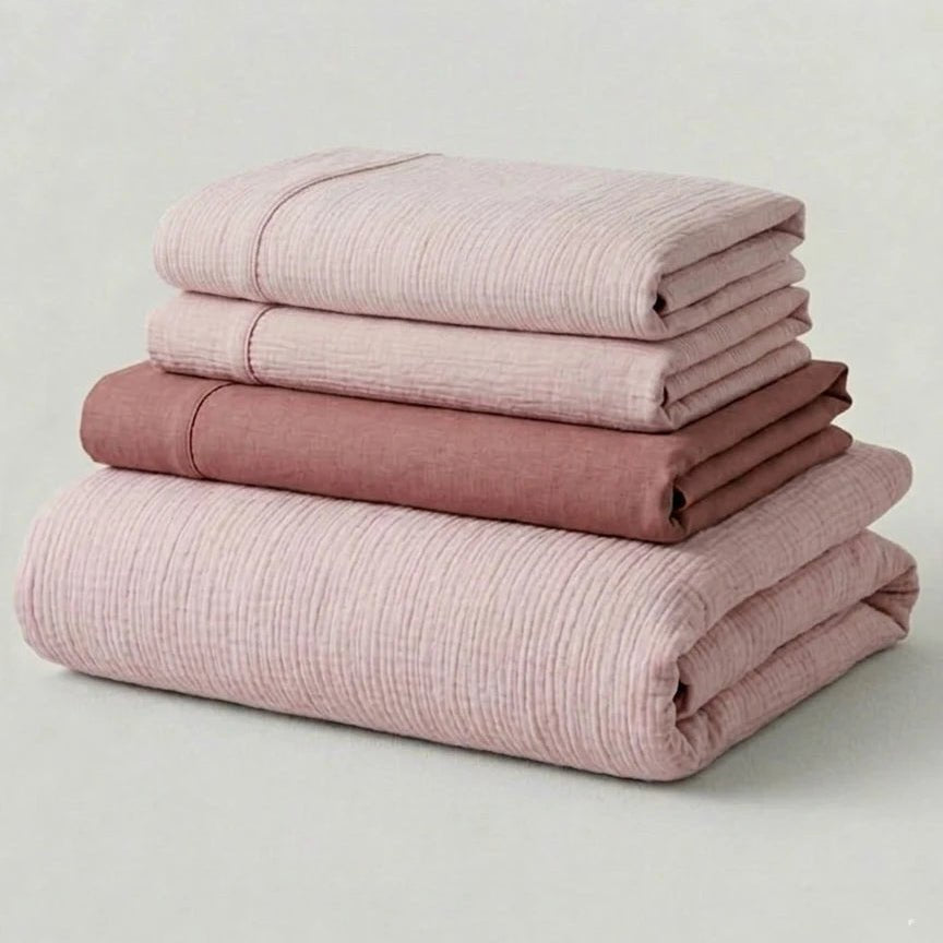 - Ever Lasting - Emma Duo Striped Jacquard Bedding Set / Pink - Bedding Set - Ever Lasting