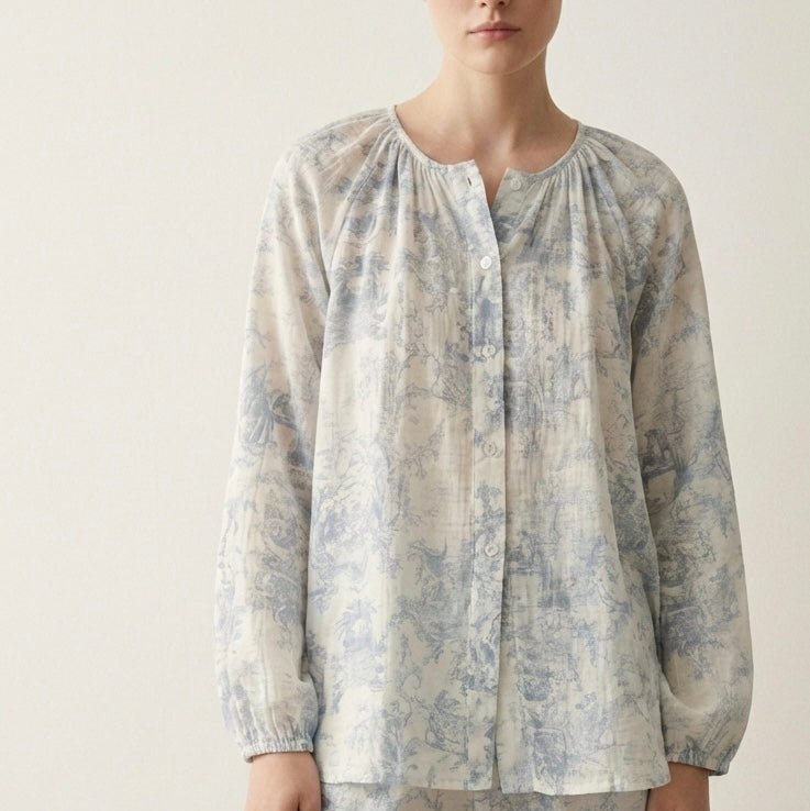 - Ever Lasting - Esma Long - Sleeve Gauze Pajama Set / Blue - Pajamas - Ever Lasting