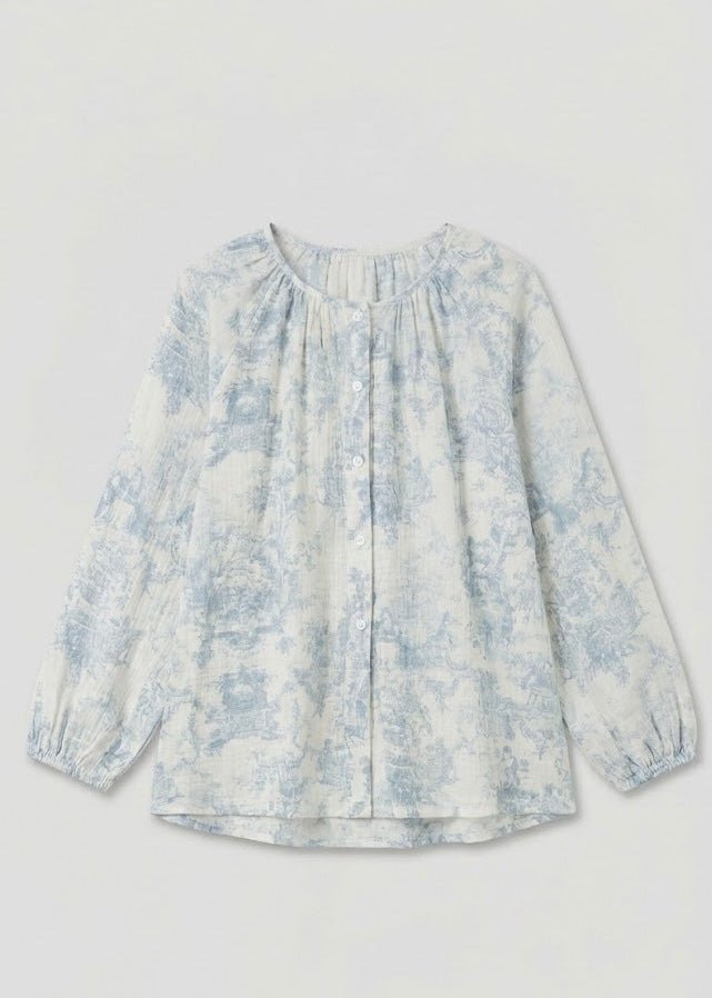 - Ever Lasting - Esma Long - Sleeve Gauze Pajama Set / Blue - Pajamas - Ever Lasting