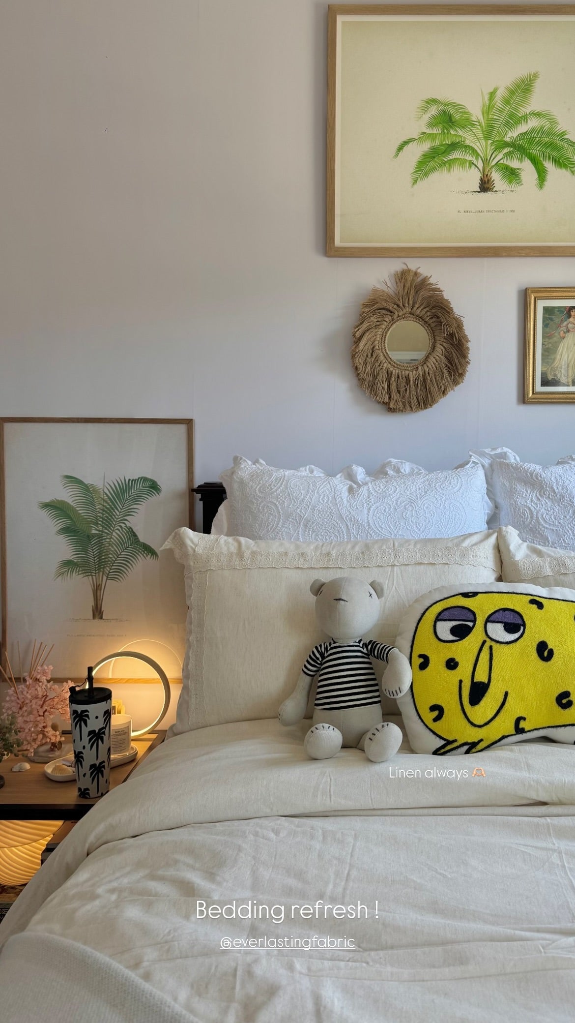 - Ever Lasting - Esme French Linen Cotton Embroidered Floral Bedding Set / White - Bedding Set - Ever Lasting