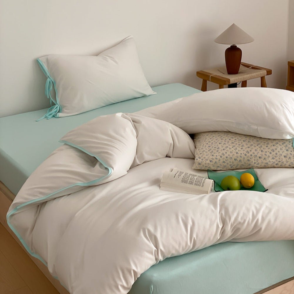 Evangeline Pastel Bow Tie Twill Bedding Set / Blue - Ever Lasting