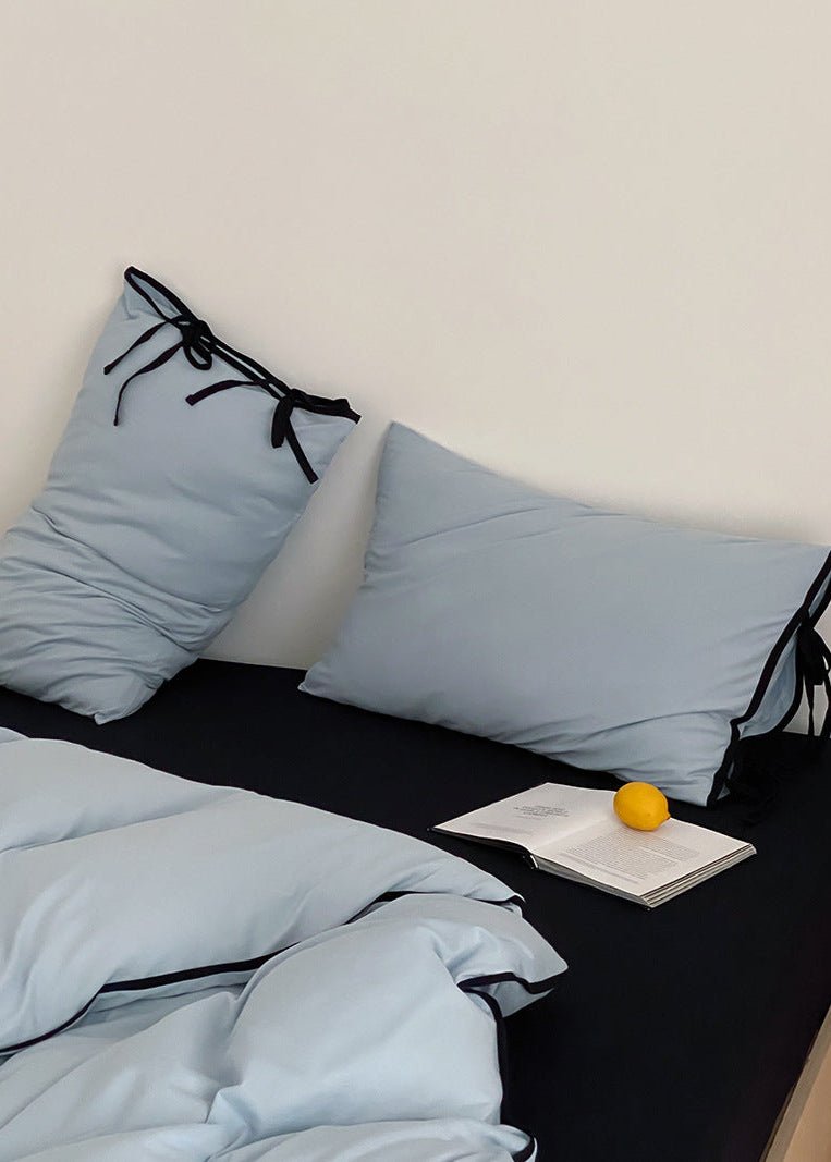 Evangeline Pastel Bow Tie Twill Bedding Set / Blue - Ever Lasting