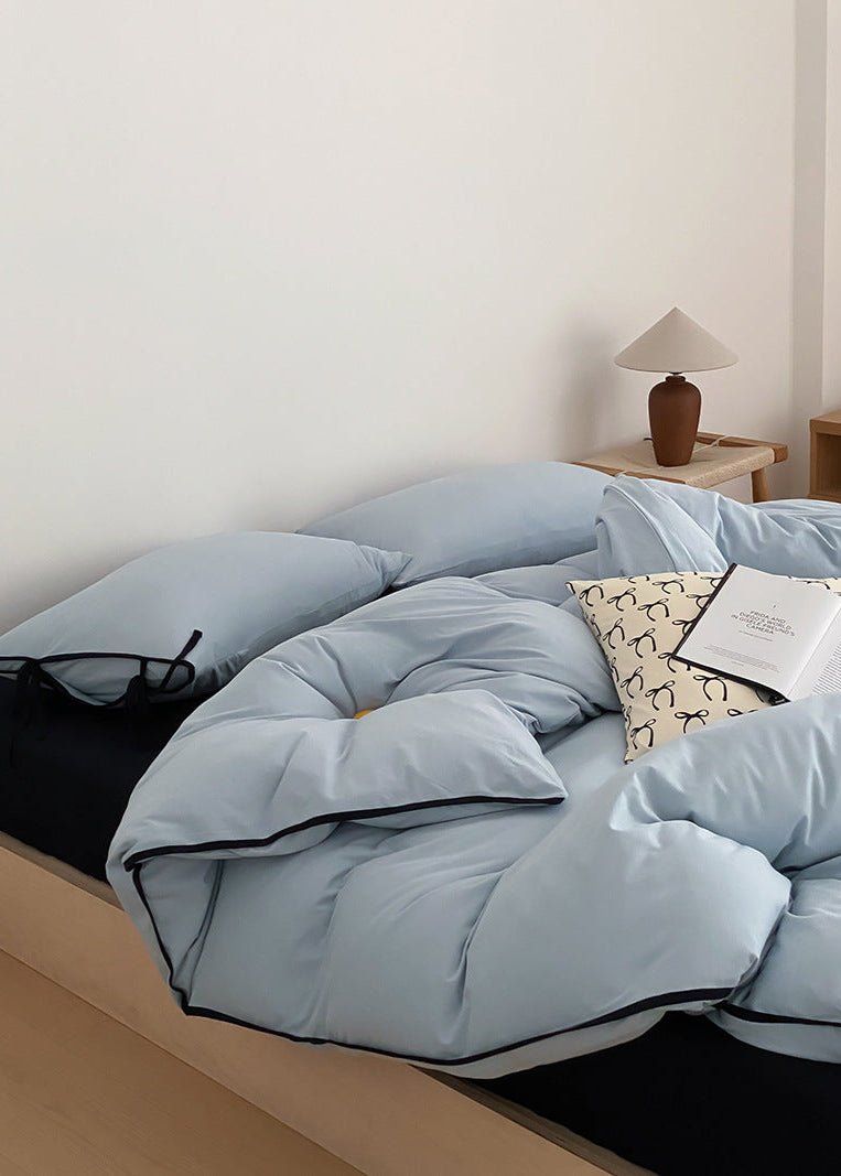 Evangeline Pastel Bow Tie Twill Bedding Set / Blue - Ever Lasting