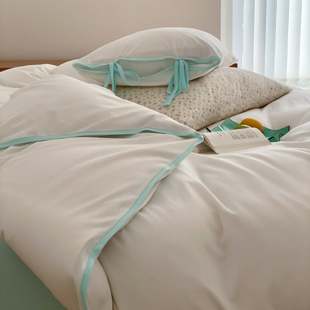 Evangeline Pastel Bow Tie Twill Bedding Set / Blue - Ever Lasting