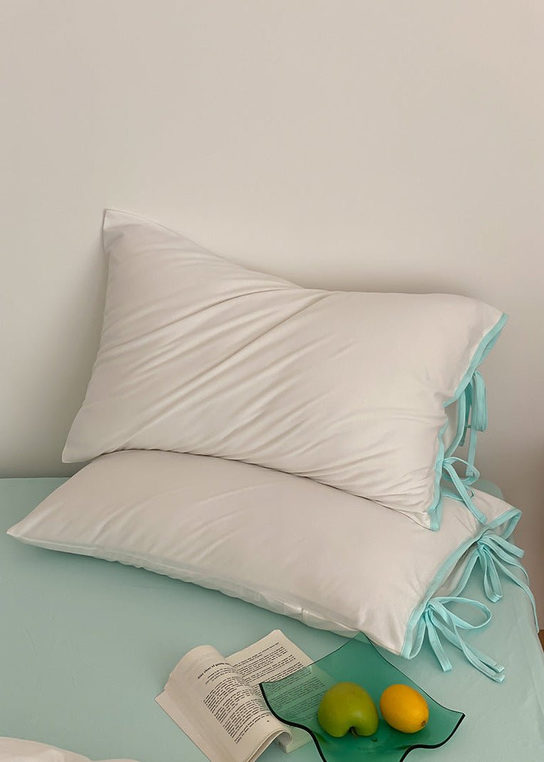 Evangeline Pastel Bow Tie Twill Bedding Set / Blue - Ever Lasting